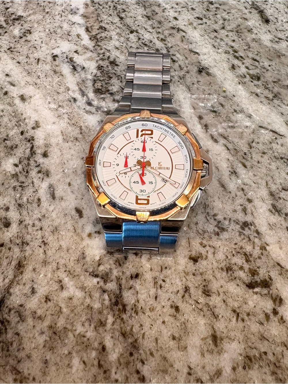 Le Chateau 5707 Men's Dinamica Chronograph Watch Two Tone Gold Stainless Steel